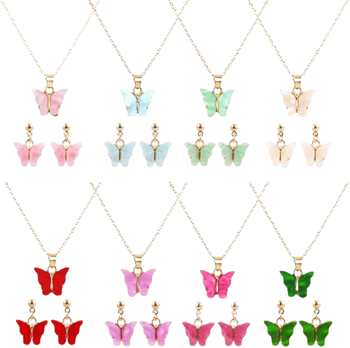Butterfly Pendant Earring Set