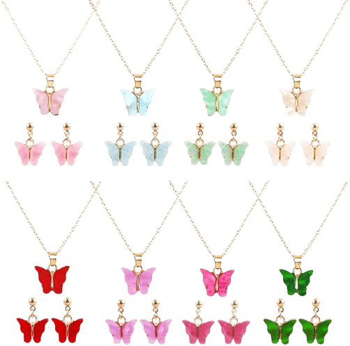 Butterfly Pendant Earring Set
